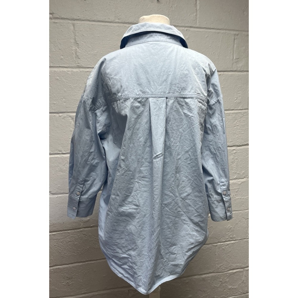 ANINE BING Mika Shirt Blue Medium Oversized Button Up Collar Drop Shoulder - Picture 7 of 12